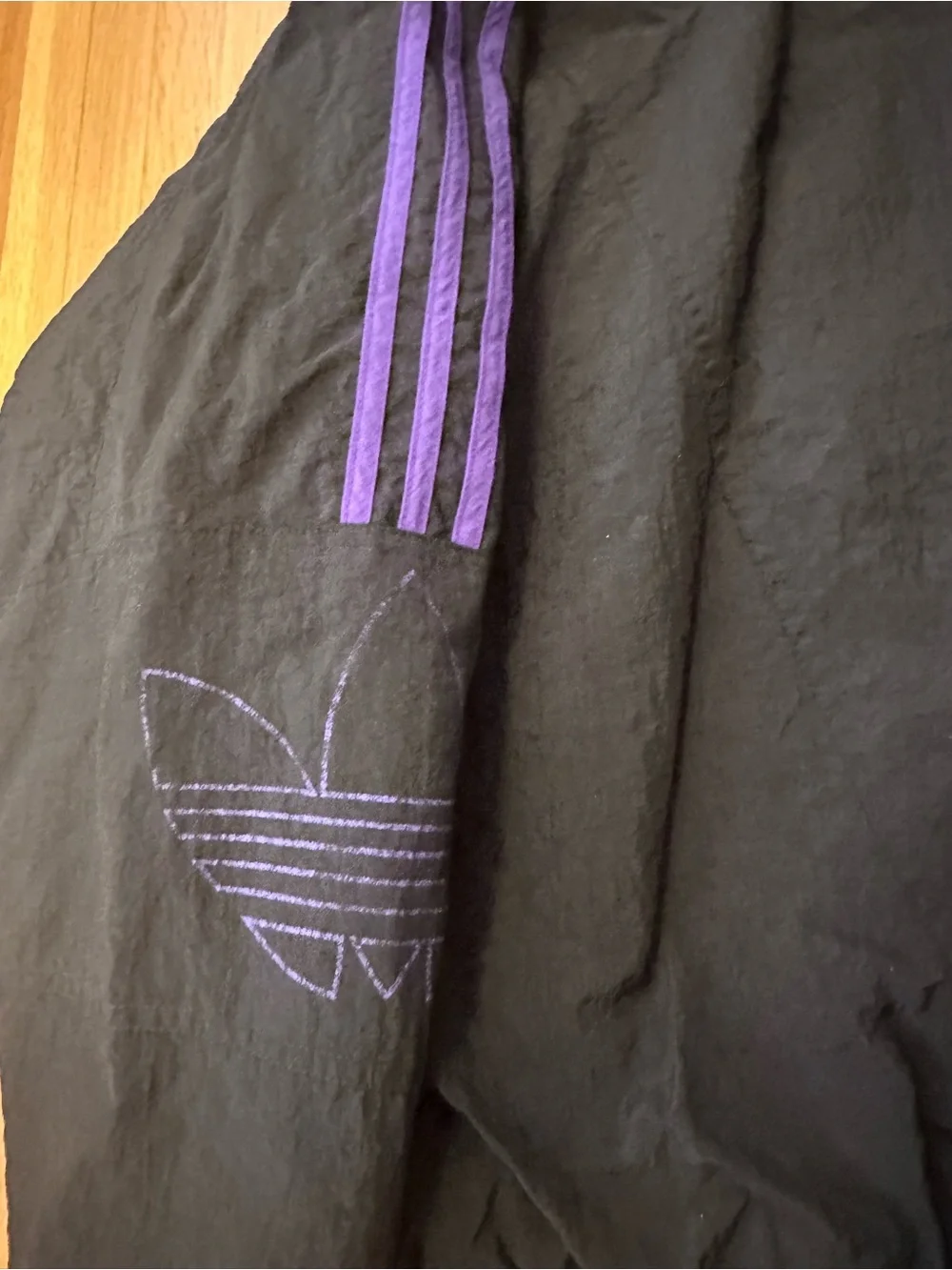 Vintage Adidas Men’s Black & Purple Hooded Jacket